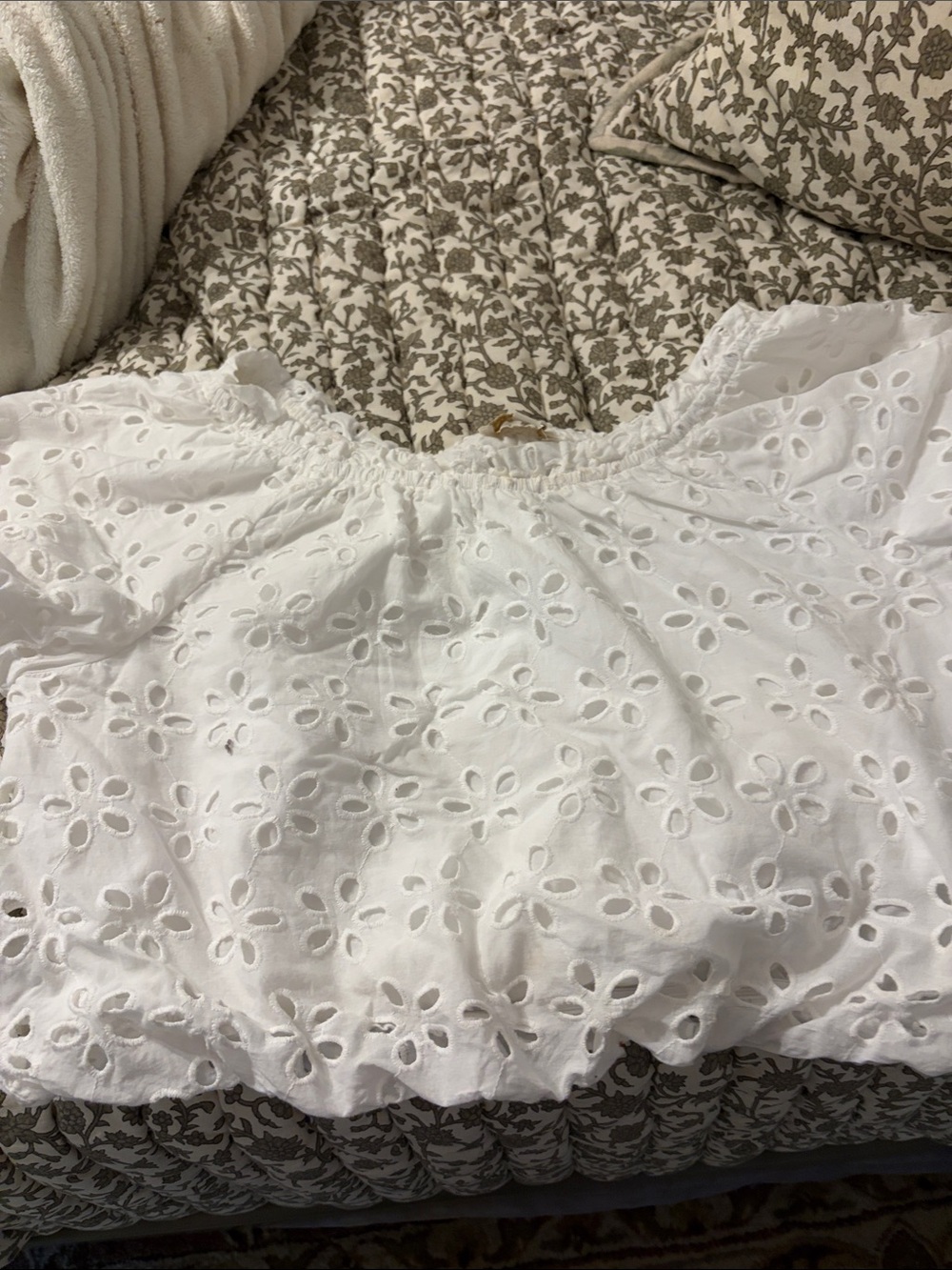 White Eyelet Off-Shoulder Women's Top